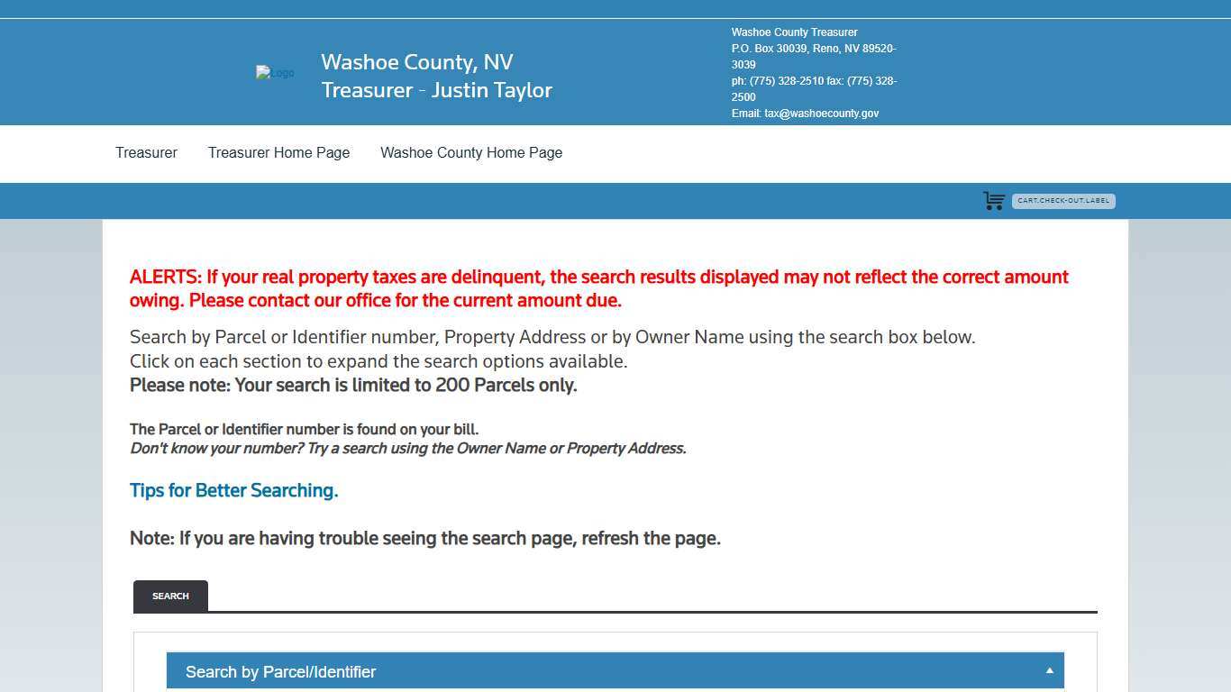 NV-Washoe Prod > Treasurer > Tax Search