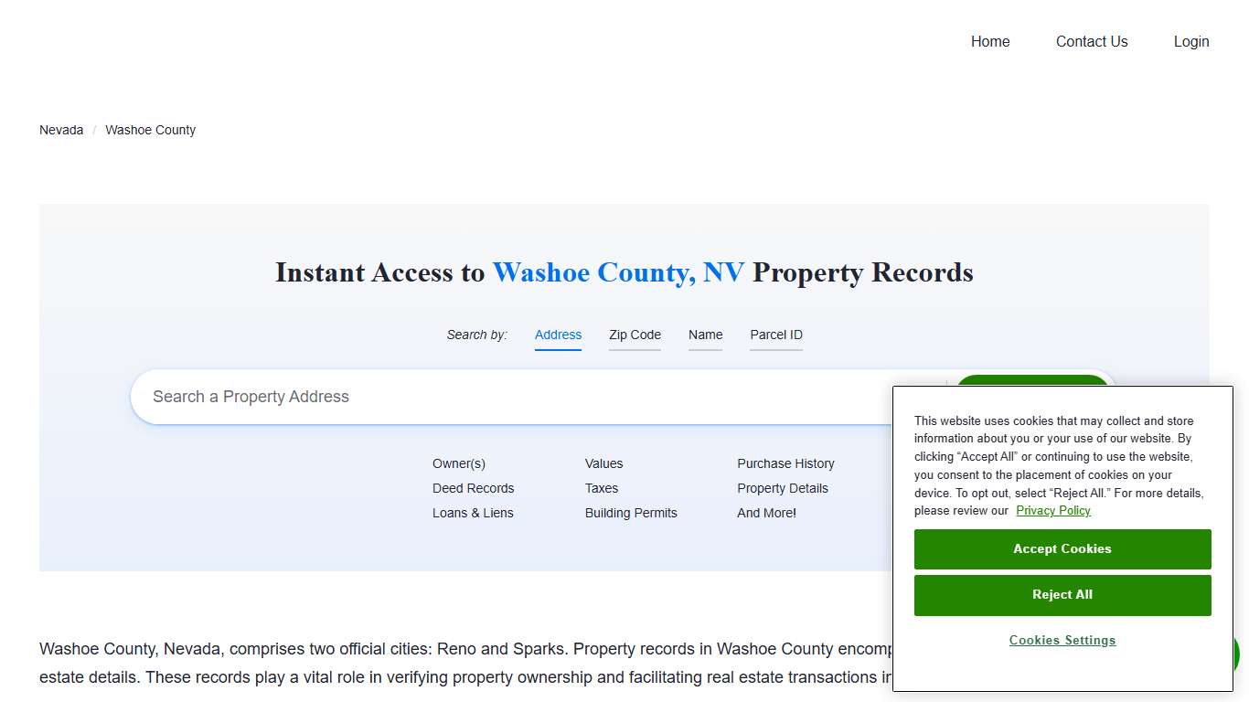 Washoe County Property Records | Owners, Deeds, Permits
